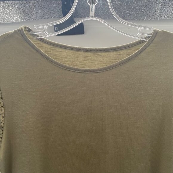 Shein Womens Blouse Short Crochet Sleeve Size Medium Light Green New - Picture 3 of 12